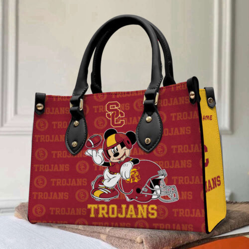 Disney Bag and WalletCustomized USC Trojans Mickey Women Leather PU Hand Bag and Women Wallet Combo