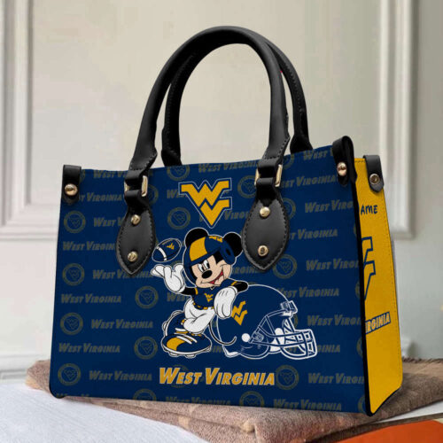 Disney Bag and WalletCustomized West Virginia Mountaineers Mickey Women Leather PU Hand Bag and Women Wallet Combo