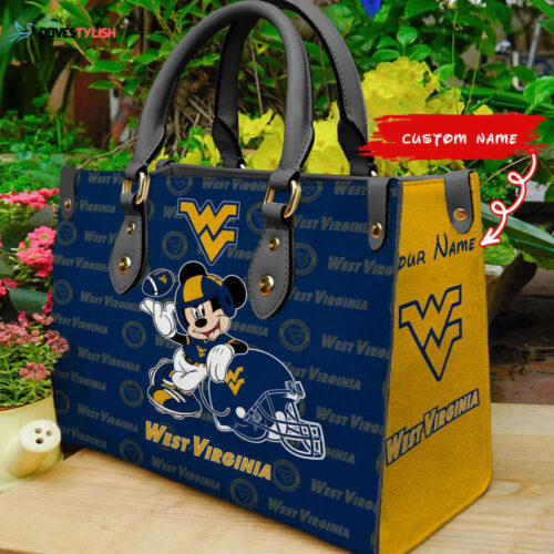 Disney Bag and WalletCustomized West Virginia Mountaineers Mickey Women Leather PU Hand Bag and Women Wallet Combo