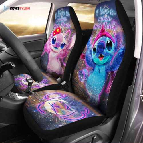 Cute Stitch Car Seat Covers – Cartoon Car Accessory  Disney Fan Gift
