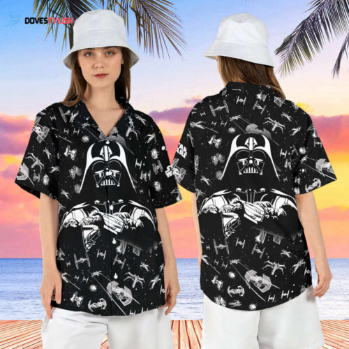 Darth Vader Hawaiian Shirt, Men’s Star Wars Beach Hawaii Shirt, Death Star Button Up Shirt, Dark Side, Star Wars Summer Aloha Shirt