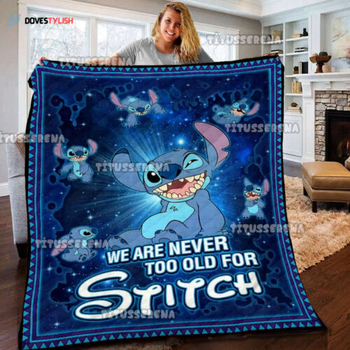 Disney Stitch Quilt Fleece Blanket: Personalized Sherpa Birthday & Christmas Gifts