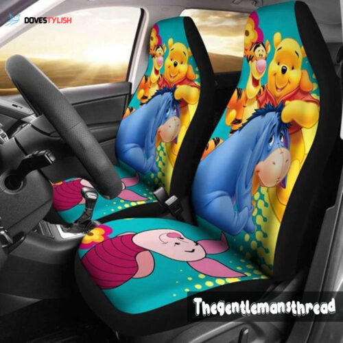 Disney Winnie Pooh Family Car Seat Cover – Customizable & Protective Front Auto Seat Cushion