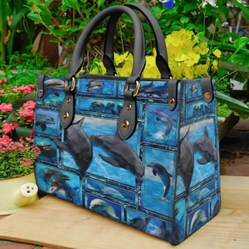 Unique Dolphin Leather Handbag: Stylish Animal Travel Bag  Handmade & Vintage – Customizable