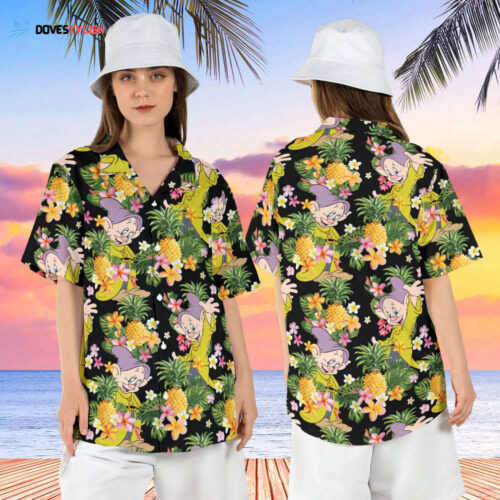 Dopey Dwarf Hawaiian Shirt – Disneyland Vacation Pineapple Aloha – Tropical Summer Snow White Short Sleeve