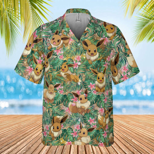 Eevee Evolution Hawaiian Shirt – Aloha Anime Button Up: Movies & Comic Print