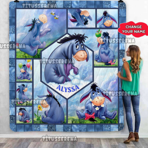 Eeyore Quilt & Fleece Blanket: Personalized Winnie The Pooh Theme Party & Christmas Gifts
