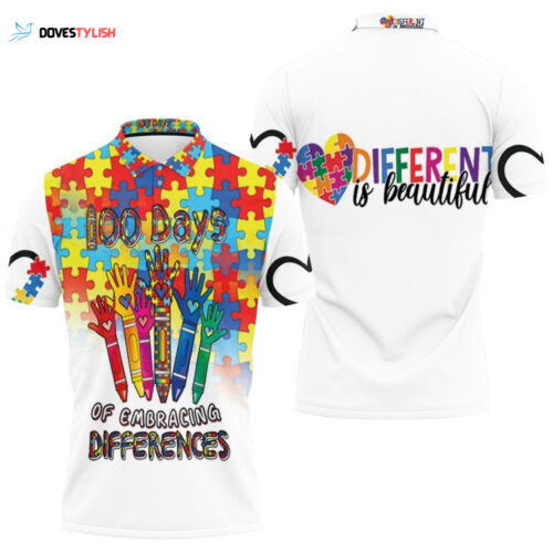 Embracing Differences Raise Hands Autism Support Polo Shirt