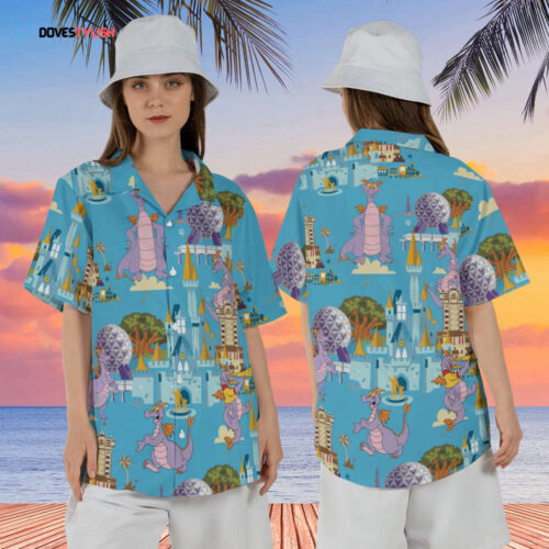 Epcot Figment Hawaiian Shirt, Purple Dragon Short Sleeve Shirt, Figment One Little Spark Hawaii Shirt, Disney Figment Summer Beach Shirt