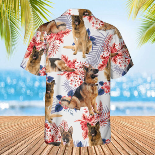 German Shepherd Hawaiian Shirt: Custom Dog Photo  Dog Love Hawaii Shirt for Men