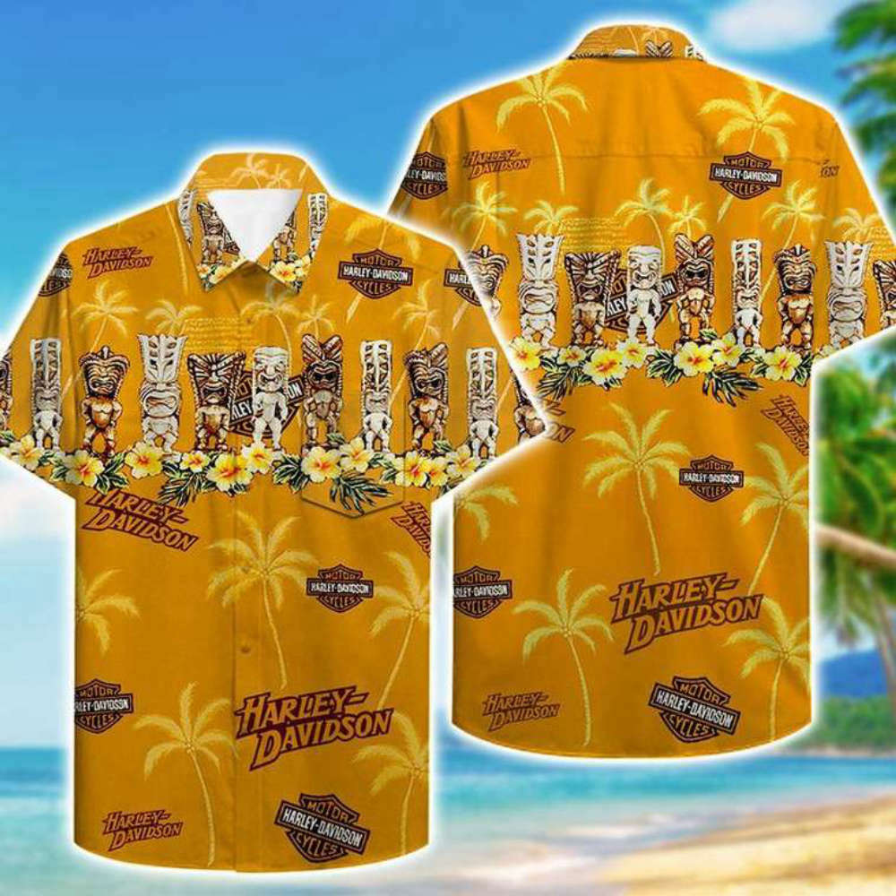 Harley Davidson Funny Tiki Aloha Harley Davidson Hawaiian Shirt Dovestylish 