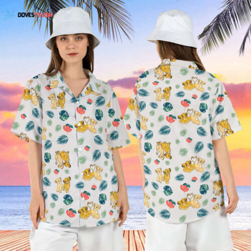 Lion King Hawaiian Shirt: Simba & Nala Hibiscus Aloha  Disneyland Beach Vacation & Animal Kingdom Button Up