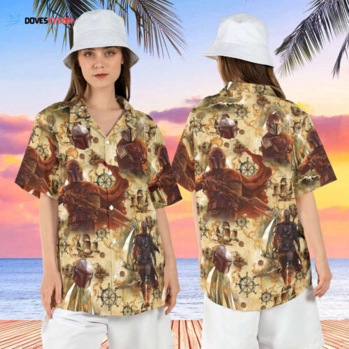 Star Wars Tropical Hawaiian Shirt, Spaceships Summer Hawaii Shirt, Death Star Palm Tree Aloha Shirt, Mens Star Wars Button Up Shirt