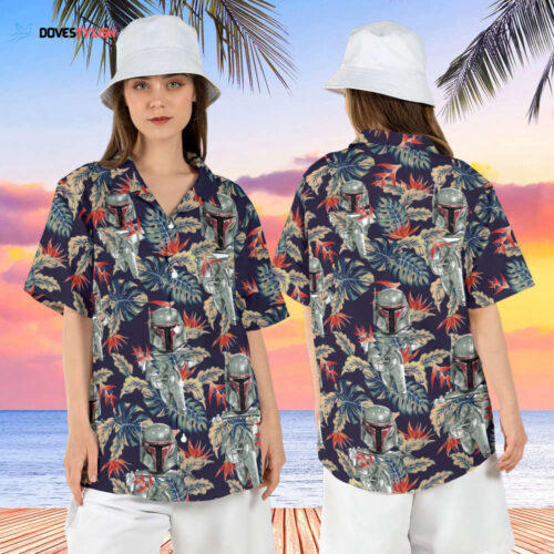 Mandalorian Tropical Hawaiian Shirt, Boba Fett Hawaii Shirt, Star Wars Aloha Shirt, Mando Button Up Shirt, Bounty Hunter Beach Shirt
