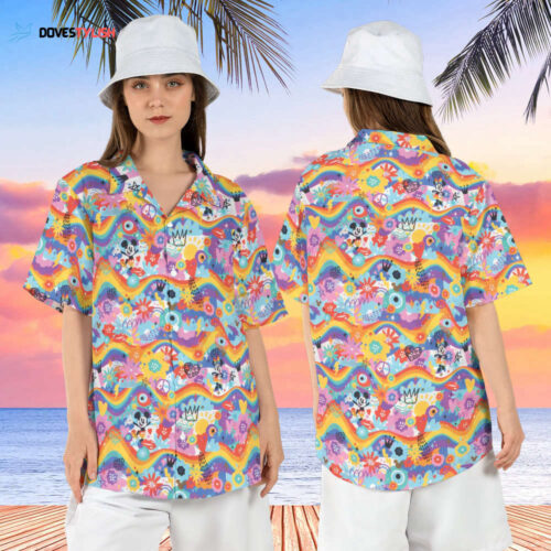 Mickey Minnie LGBTQ Pride Hawaiian Shirt, Rainbow Pride Hawaii Shirt, Gay Lesbian Aloha Shirt, Disneyland Pride Nite Button Up Shirt