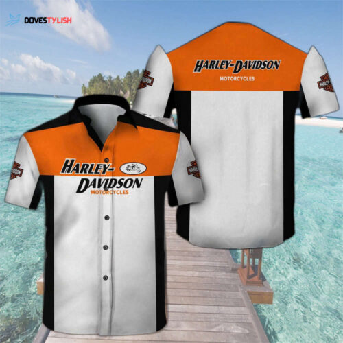 Motorcycles Logo Orange White – Harley Davidson Hawaiian Shirt
