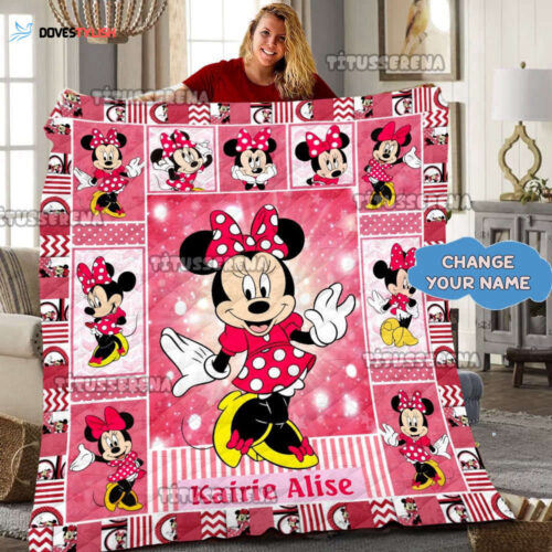 Personalized Disney Minnie Mouse Quilt Mickey Fleece Blanket Birthday & Christmas Gifts