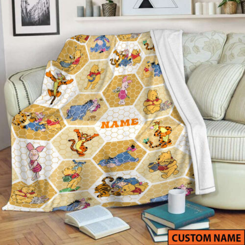 Personalized Disney Winnie The Pooh Eeyore Birthday Blanket – Pooh Piglet Tiger Theme Party Christmas Gifts