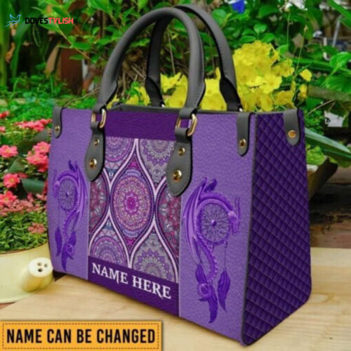 Handmade Personalized Dragon Leather Tote Bag for Women – Vintage Custom Handbag