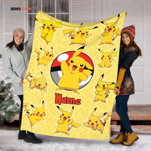 Personalized PKM Pikachu Blanket: Anime Love for Babies & Kids