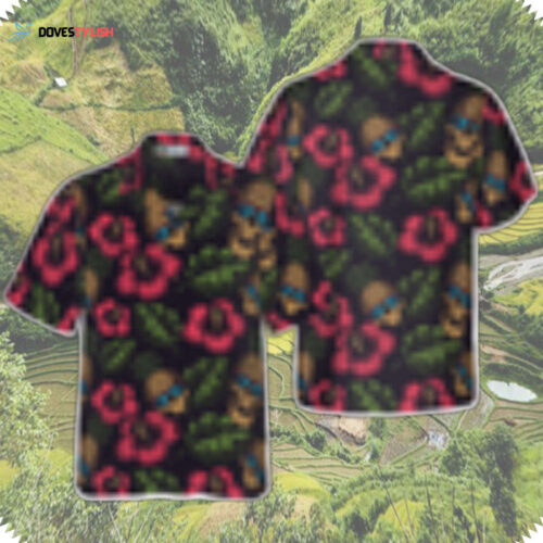 Pineapple Skull Tropical Flowers Black Hawaiian Shirt