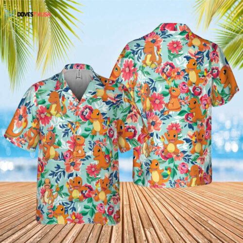 PKM Charmander Hawaiian Shirt – Aloha Anime Charizard Button Up  Perfect Gift for PKM Ball Fans