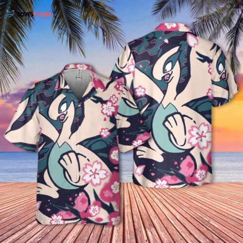 PKM Hawaiian Pattern Hawaii Shirt – Tropical Aloha Anime Venusaur Button Up – Perfect Gift for PKM Fans