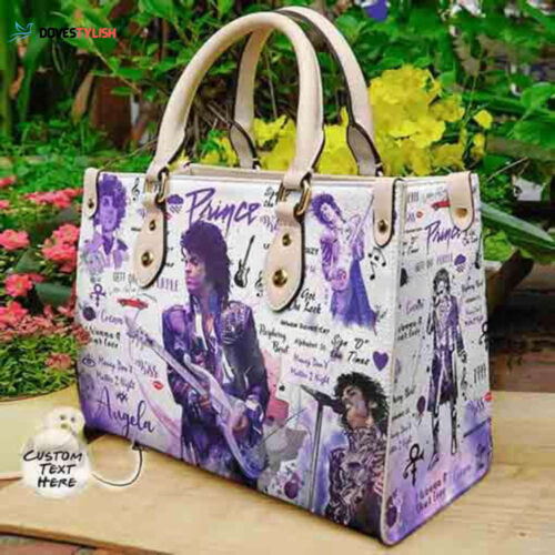 Vintage Prince Purple Leather Handbag: Love Singer Music Travel Teacher Custom Bag