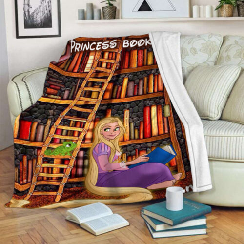 Rapunzel Princess Bookworm Fleece Blanket: Ideal Gift for Book Lovers & Princess Parties