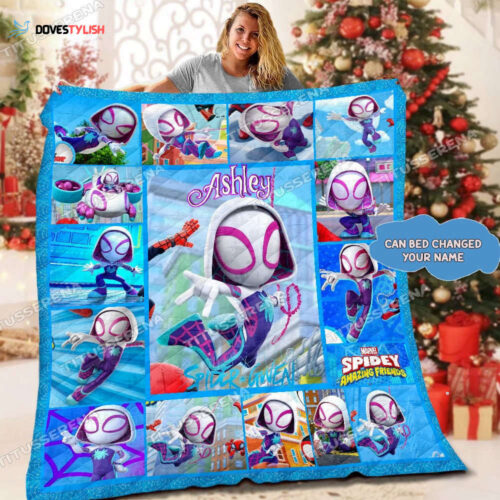 Spider Gwen Quilt Blanket – Personalized Gift for Girls Perfect Christmas Present – Spidey & Friends