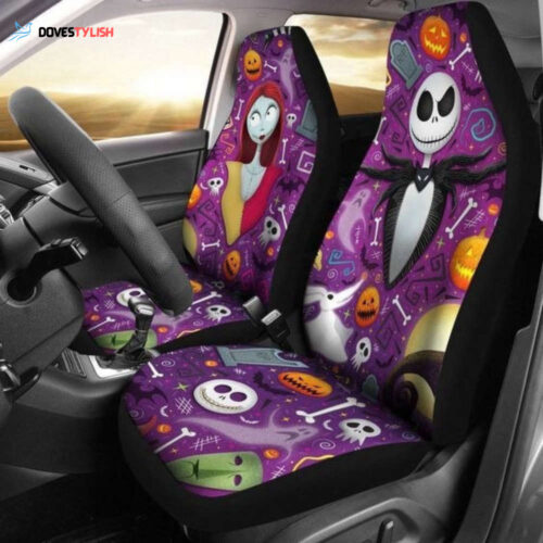 Spooky Jack Skellington & Sally Car Seat Cover: Halloween Protector Custom Cushion