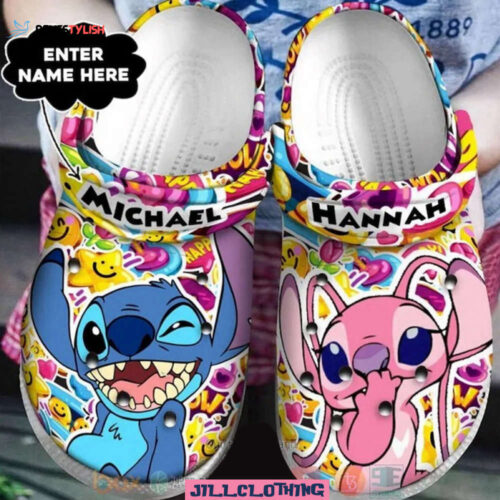 Disney Stitch and Angel Clog Shoes: Custom Slipper & Funny Slippers