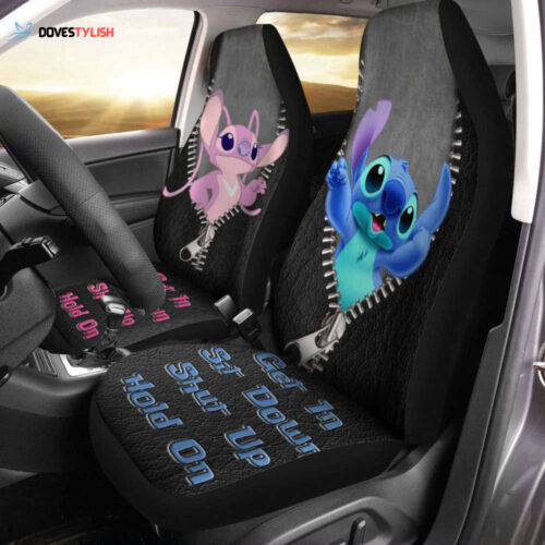 Stitch Angel Car Seat Covers – Cartoon Accessory for Car   Disney Fan Gifts