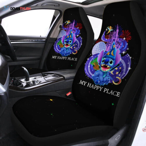 Stitch My Happy Place Car Seat Covers – Cartoon Disney Gifts  Car Accessories