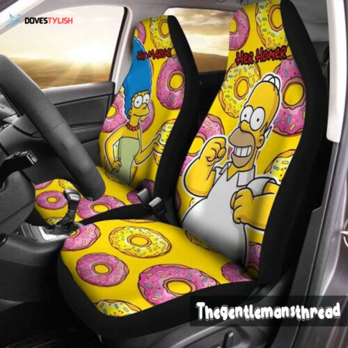 The Simpson Family Car Seat Cover: Custom Front Seat Protector with Homer and Wife Print