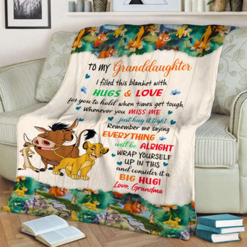 To My Granddaughter – Simba Lion King Fleece Blanket: Perfect Mother s Day or Birthday Gift for Kids Mom Dad – Pumbaa Timon Included!