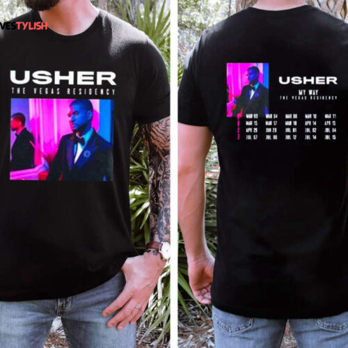 Usher My Way The Vegas Residency Tour 2023 T-Shirt, Usher Tour 2023 T-Shirt, Usher RnB Music Concert T-Shirt, 2023 Music Tour Shirt Gifts