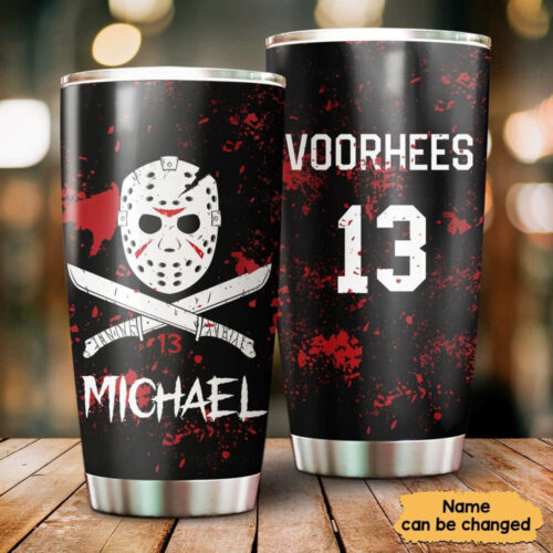 Customized Jason Voorhees Tumbler – Horror Skinny 30 oz Movie Cup Friday The 13th