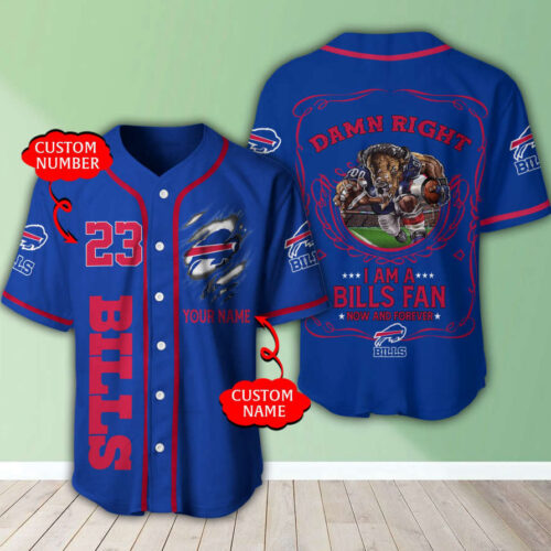 Trending 2023 Personalized Buffalo Bills Mascot Damn Right All Over Print 3D Baseball Jersey
