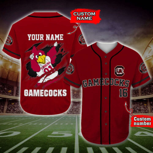 Trending 2023 Personalized South Carolina Gamecocks Mascot All Over Print 3D Baseball Jersey