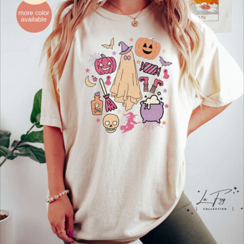 Spooky Doodles Shirt, Comfort Colors Halloween Shirt, Spooky Season, Cute Ghost Shirt, Vintage Ghost Halloween Shirt