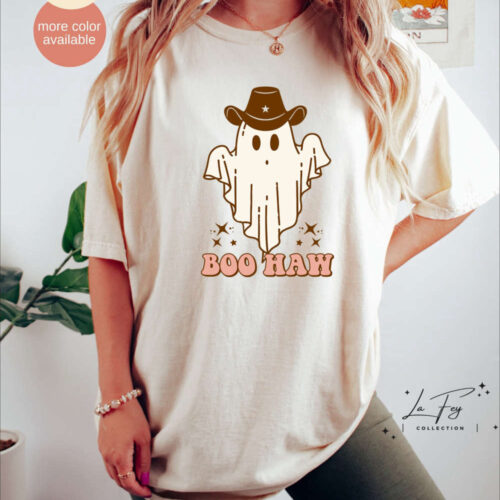 Boo Haw Shirt, Cowboy Ghost Shirt, Comfort Colors Halloween Shirt, Funny Halloween Outfit, Funny Ghost Tee