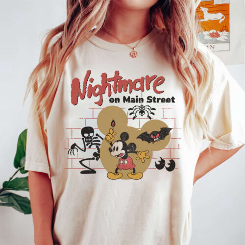 Vintage Disney Halloween Pumpkin Comfort, Mickey Minnie Nightmare on Mainstreet Shirt, 90s Halloween Party, WDW Spooky Season Trick or Treat