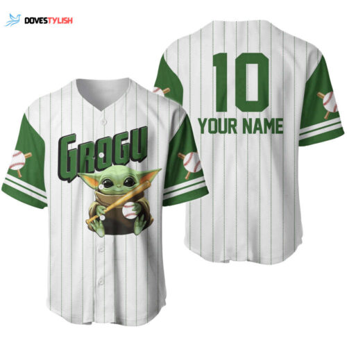 2023 Personalized Grogu Baby Yoda Star Wars Baseball Jersey – White