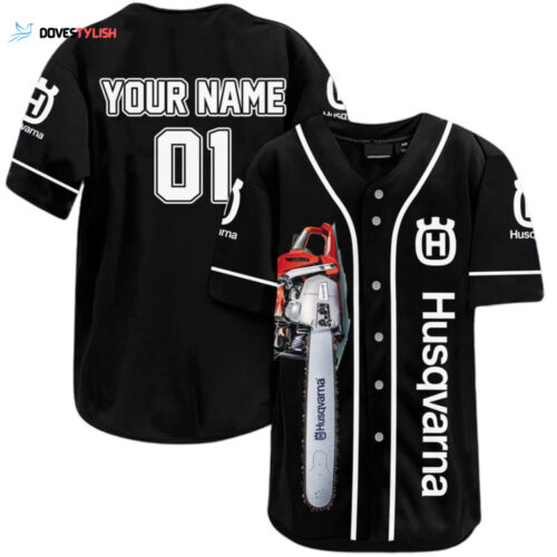 2023 Personalized Husqvarna All Over Print 3D Baseball Jersey – Black: Stay Trendy with this Eye-Catching Design!