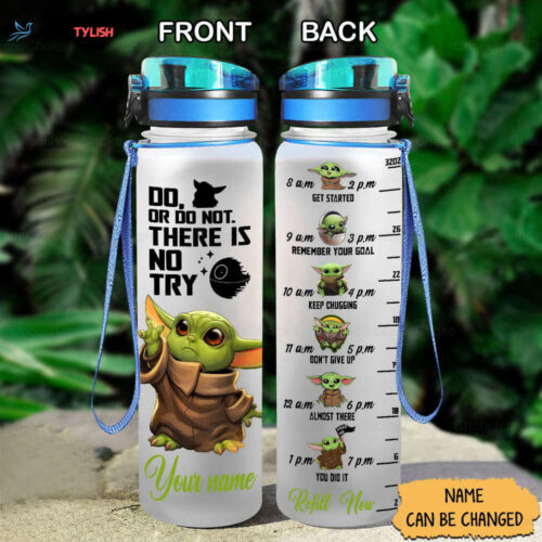 Baby Yoda Water Tracker Bottle, Baby Yoda Water Bottle, Baby Yoda Gift, Baby Yoda Bottle, Personalized Gift, Star Wars Bottle, Father Gift
