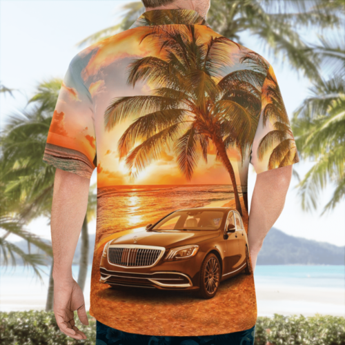 Beautiful View Of Mercedes-Benz S-class 2022 On Sunset Beach Hawaiian Shirts