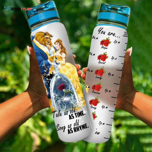 Beauty And The Beast Roses Disney Graphic Cartoon Water Tracker Bottle