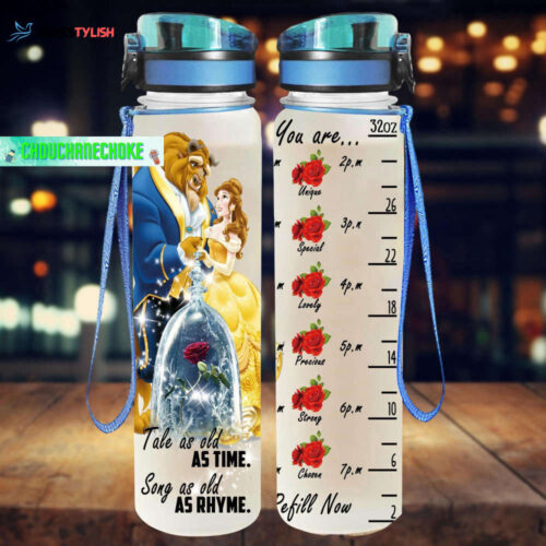 Beauty And The Beast Water Tracker Bottle, Beauty And The Beast Bottle, Disney Water Bottle, Beauty Water Bottle, Beast Water Tracker