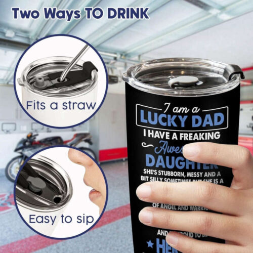 Best Dad Ever Tumbler, Fathers Day Tumbler, Best Dad Tumbler, Fathers Day Gift From Daughter, Dad Cup With Lid, Dad Coffee Cup